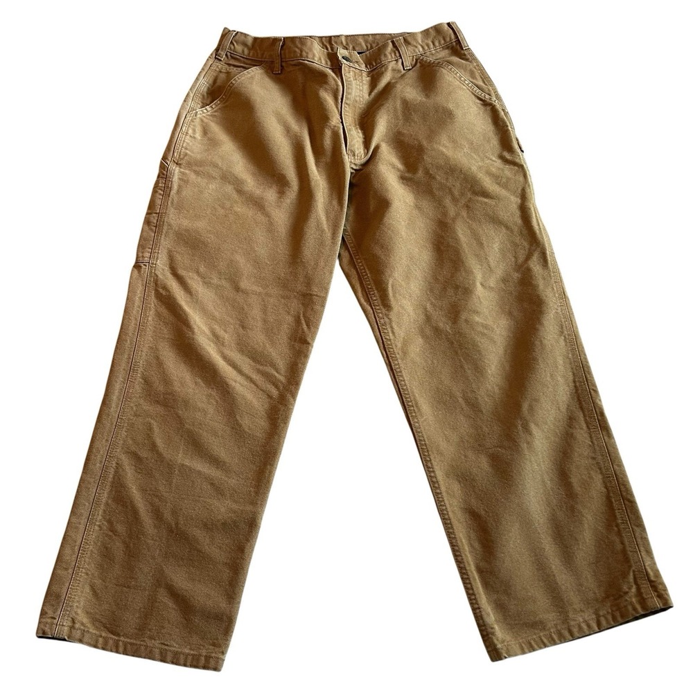 Carhartt B11 BRN Brown Canvas Cargo Work Pants 36x30 Loose Fit BN0011-M